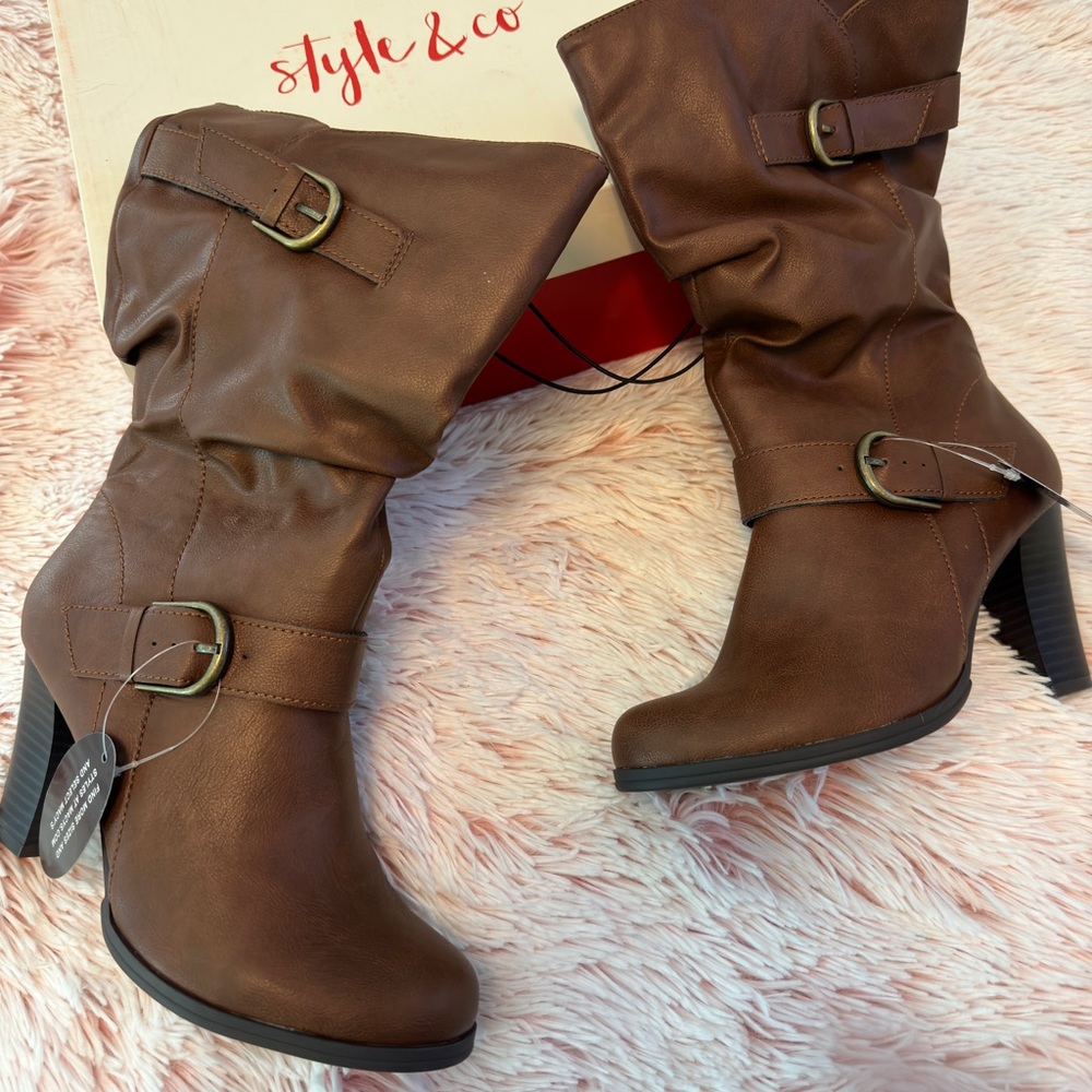 Style&Co Sachi Cognac Mid-Calf boots Size 6